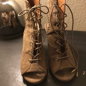 Lace up heel booties